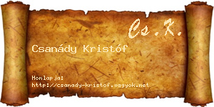 Csanády Kristóf névjegykártya